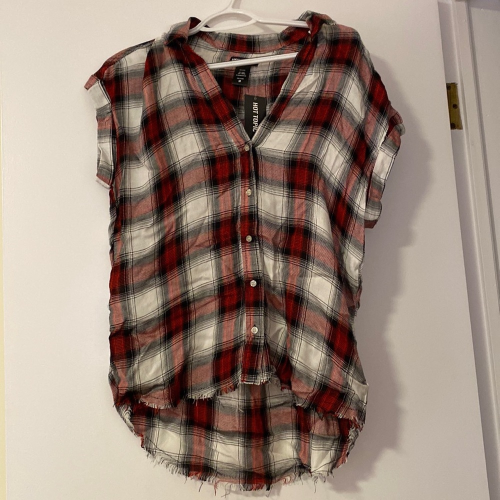 Hot Topic | Distressed Plaid Button Down